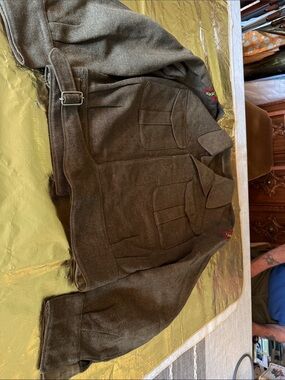 Olive Military Wool Jacket with Patch Details